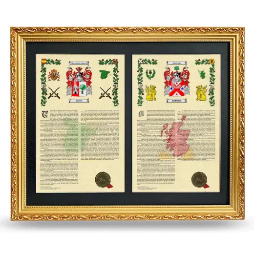 Double Armorial History Framed - Gold