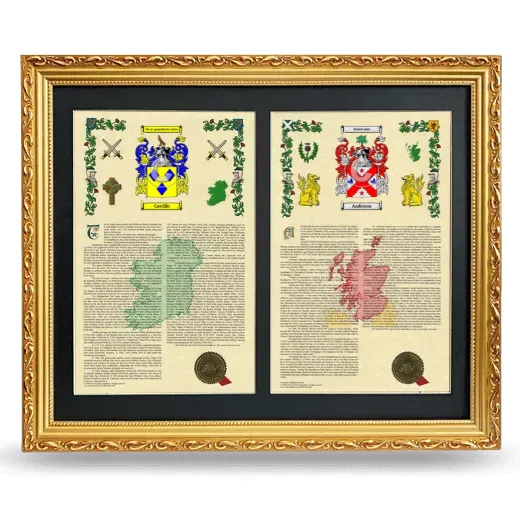 Double Armorial History Framed - Gold