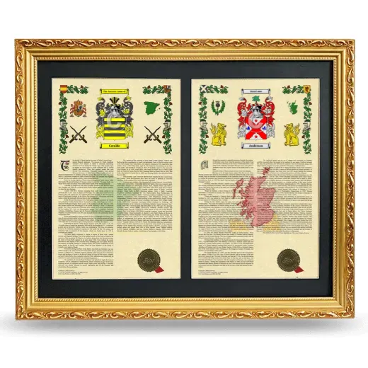 Double Armorial History Framed - Gold