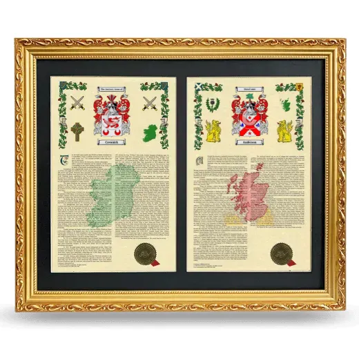 Double Armorial History Framed - Gold