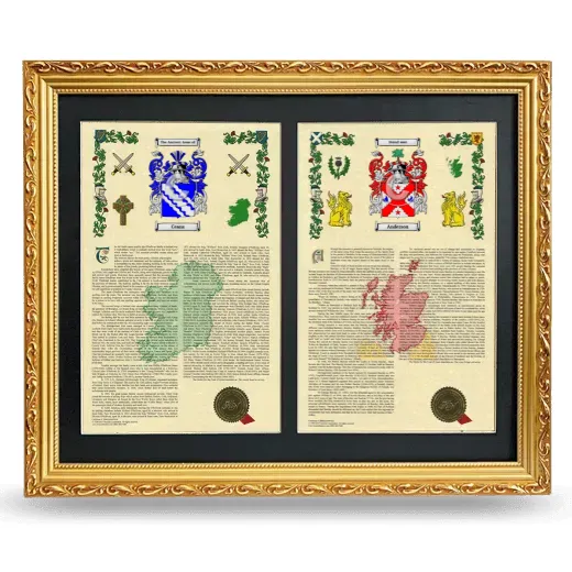 Double Armorial History Framed - Gold