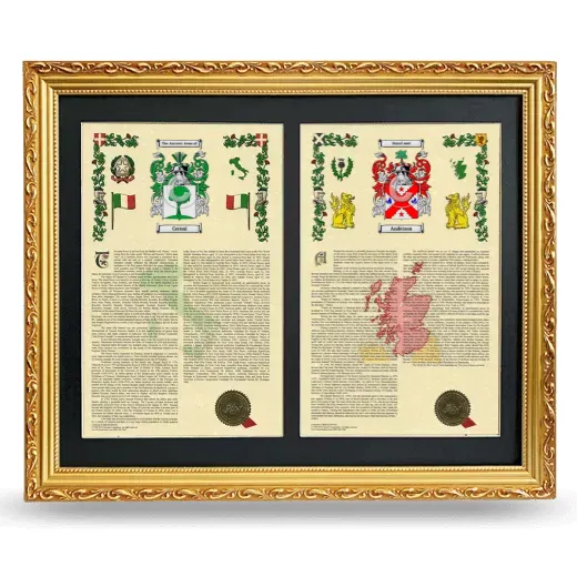 Double Armorial History Framed - Gold