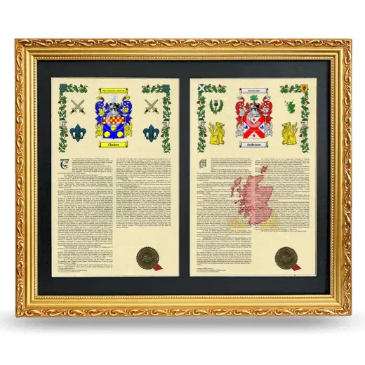 Double Armorial History Framed - Gold