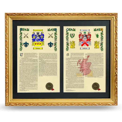 Double Armorial History Framed - Gold