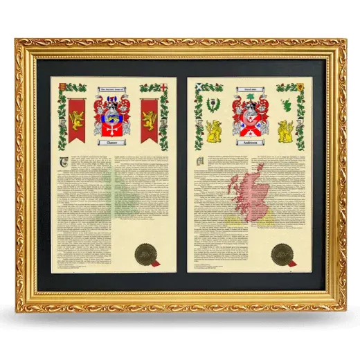 Double Armorial History Framed - Gold