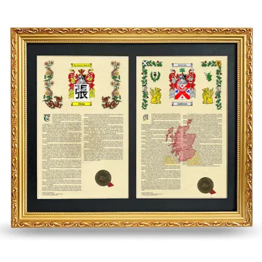 Double Armorial History Framed - Gold