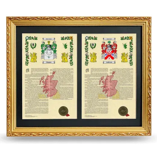 Double Armorial History Framed - Gold