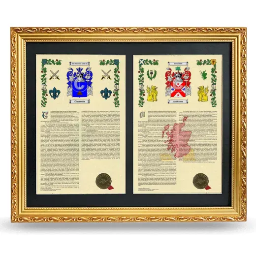 Double Armorial History Framed - Gold