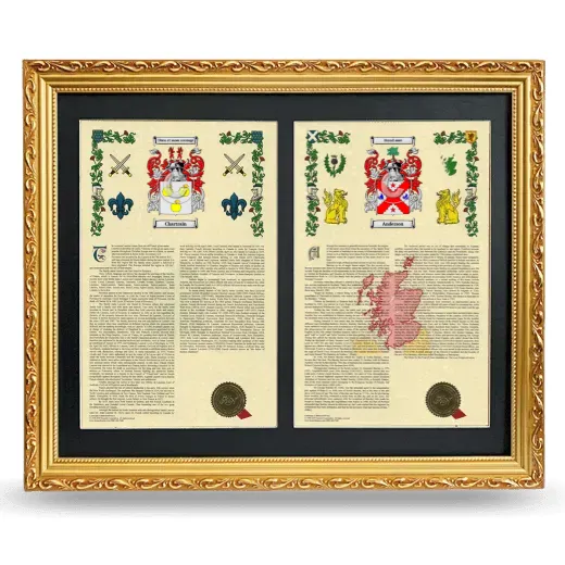 Double Armorial History Framed - Gold