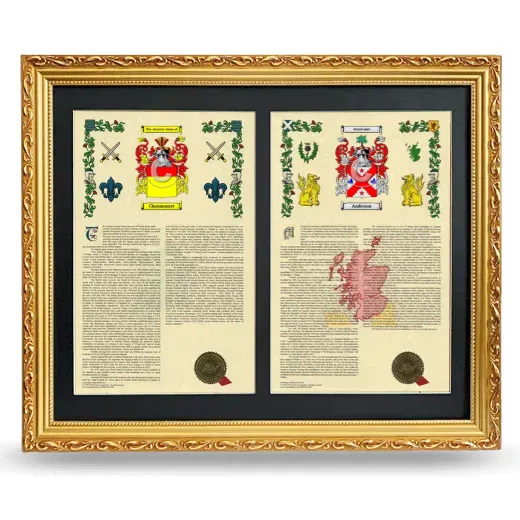 Double Armorial History Framed - Gold