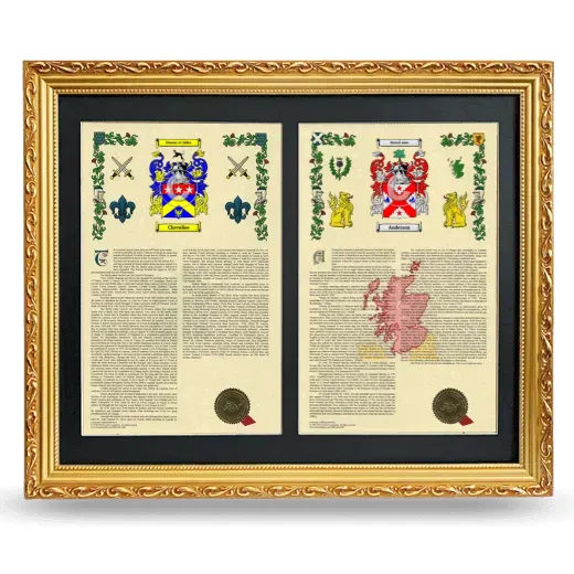 Double Armorial History Framed - Gold