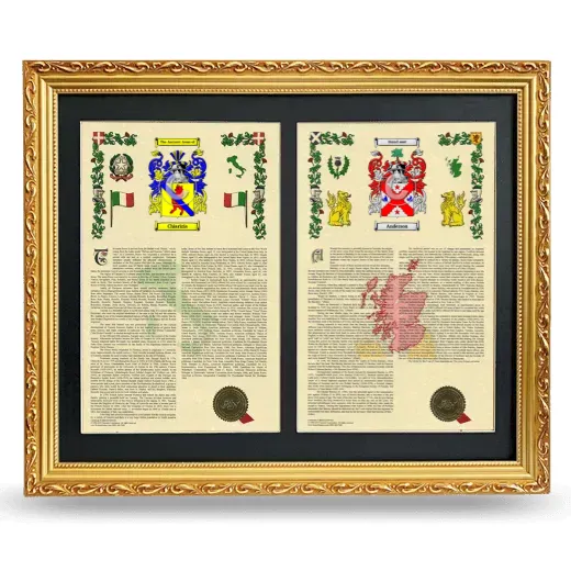 Double Armorial History Framed - Gold