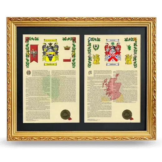 Double Armorial History Framed - Gold