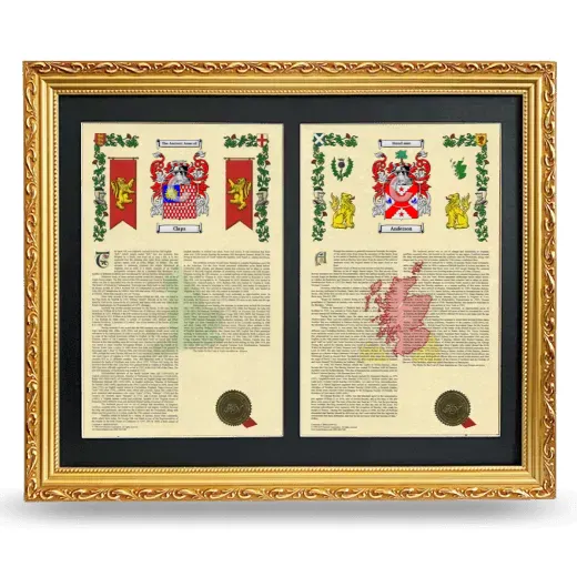 Double Armorial History Framed - Gold