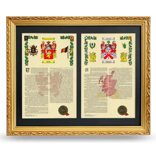 Double Armorial History Framed - Gold