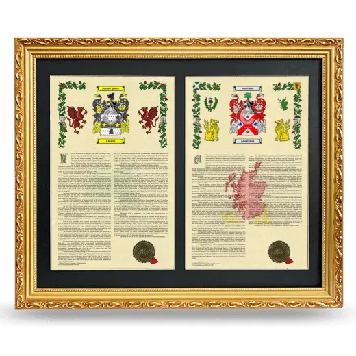 Double Armorial History Framed - Gold