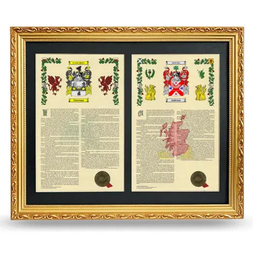 Double Armorial History Framed - Gold