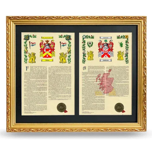 Double Armorial History Framed - Gold