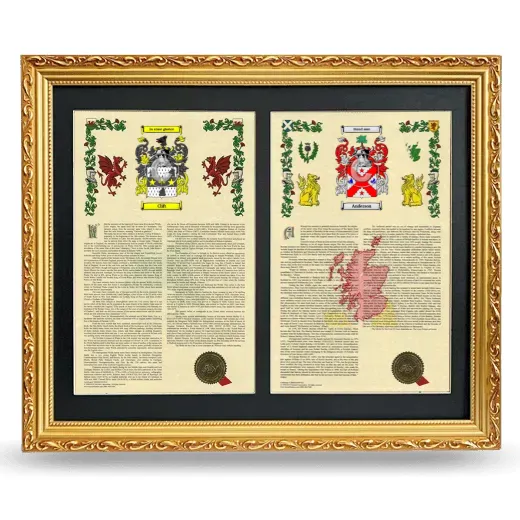 Double Armorial History Framed - Gold