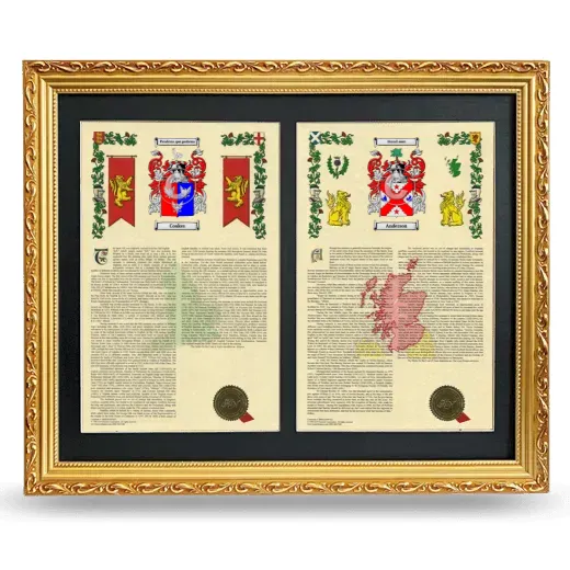 Double Armorial History Framed - Gold