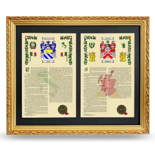 Double Armorial History Framed - Gold