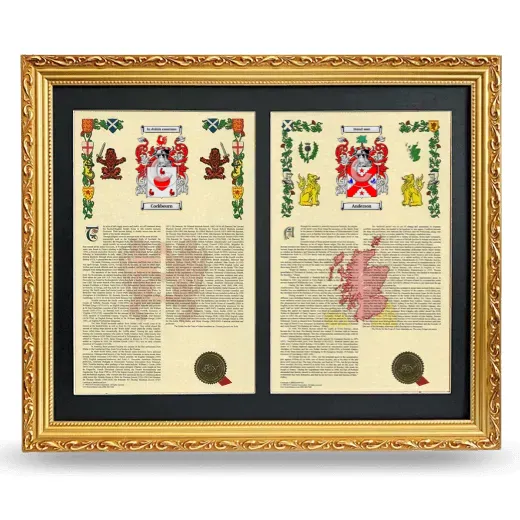 Double Armorial History Framed - Gold