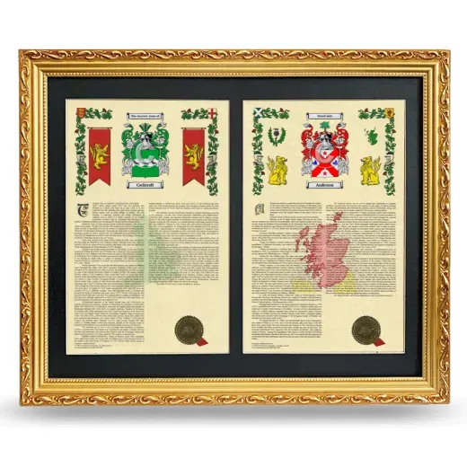 Double Armorial History Framed - Gold