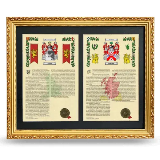 Double Armorial History Framed - Gold