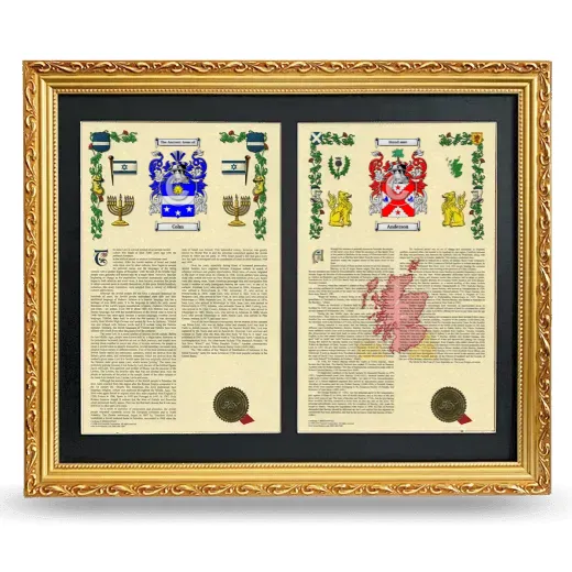 Double Armorial History Framed - Gold
