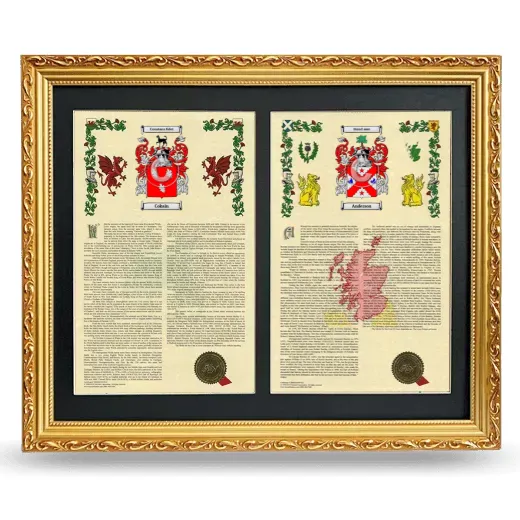 Double Armorial History Framed - Gold