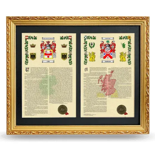 Double Armorial History Framed - Gold
