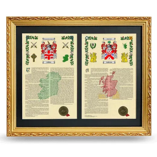 Double Armorial History Framed - Gold