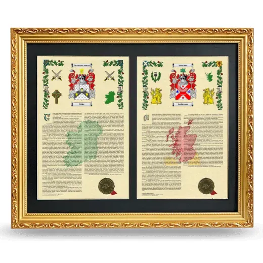 Double Armorial History Framed - Gold
