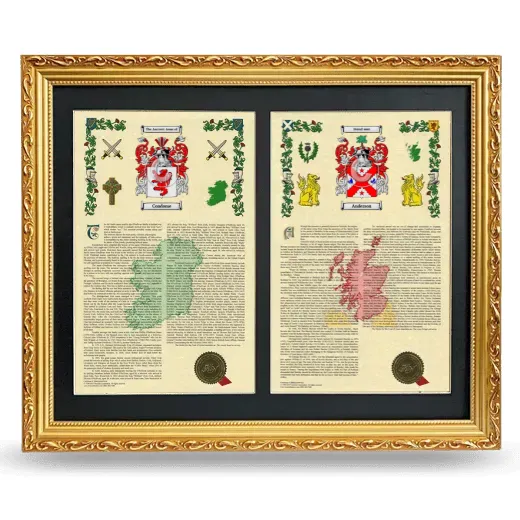 Double Armorial History Framed - Gold