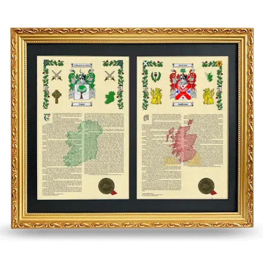 Double Armorial History Framed - Gold