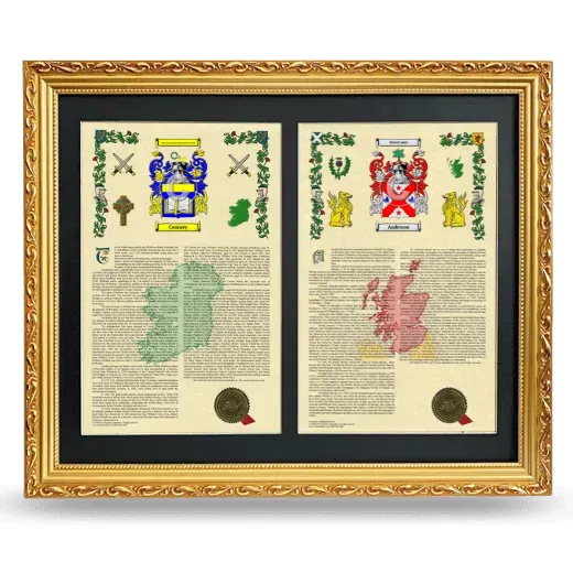 Double Armorial History Framed - Gold