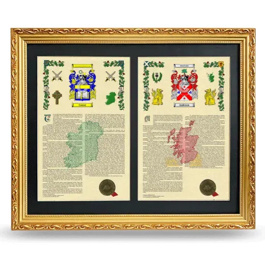Double Armorial History Framed - Gold