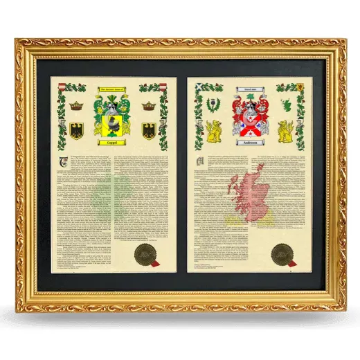 Double Armorial History Framed - Gold