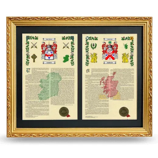 Double Armorial History Framed - Gold