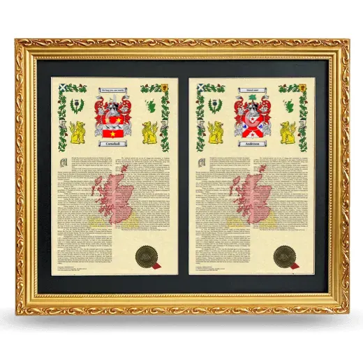 Double Armorial History Framed - Gold