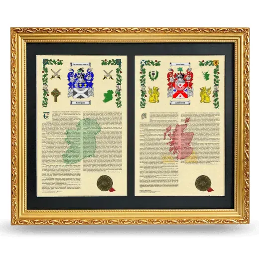 Double Armorial History Framed - Gold