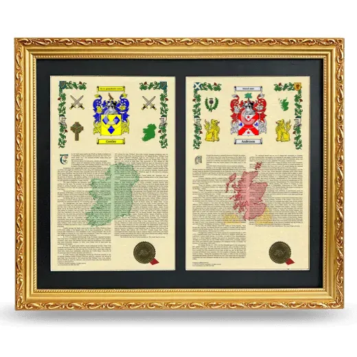 Double Armorial History Framed - Gold