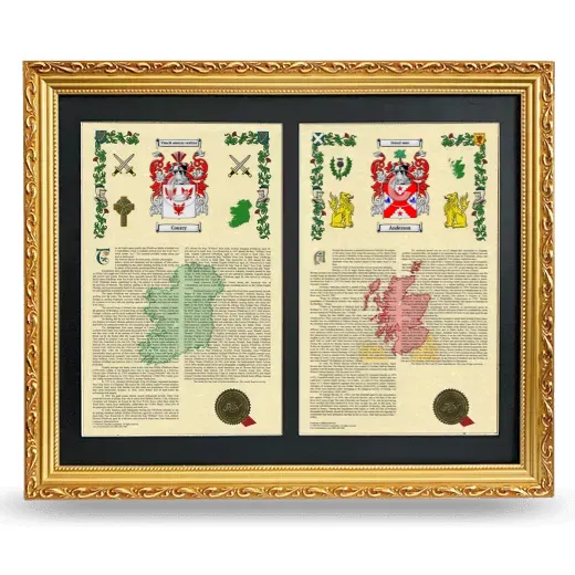Double Armorial History Framed - Gold