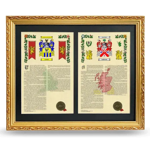 Double Armorial History Framed - Gold