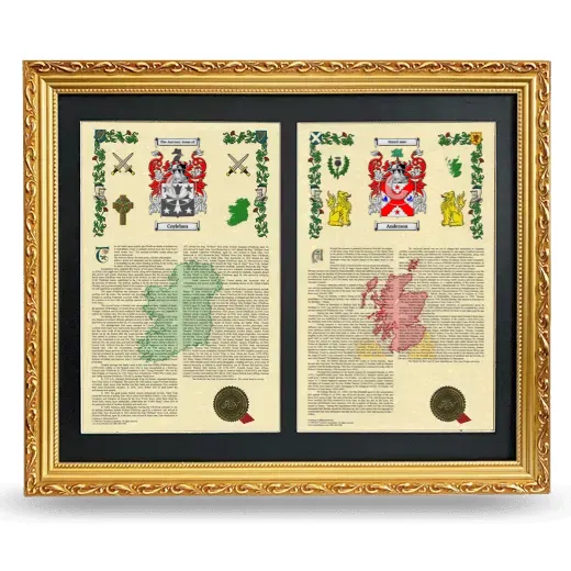 Double Armorial History Framed - Gold