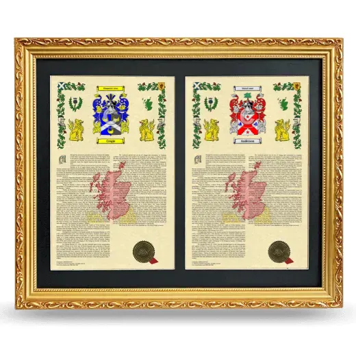 Double Armorial History Framed - Gold