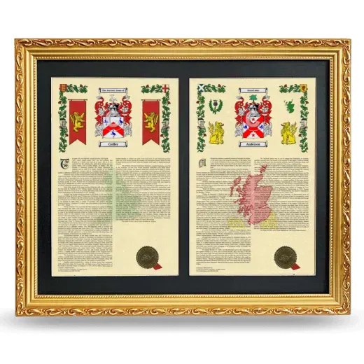 Double Armorial History Framed - Gold