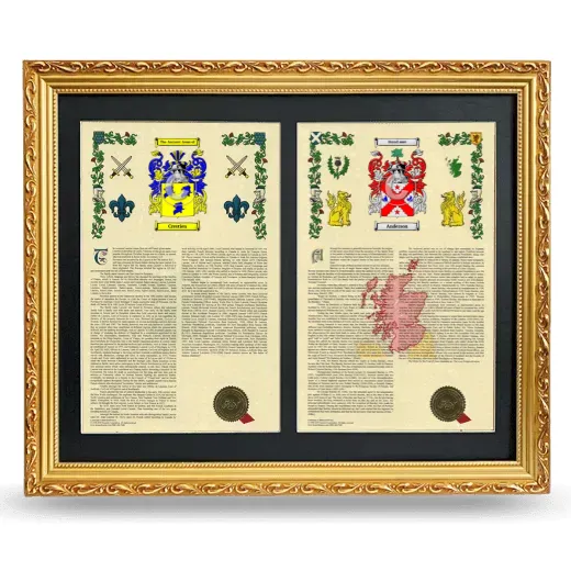 Double Armorial History Framed - Gold