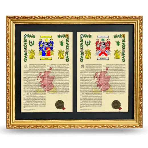Double Armorial History Framed - Gold