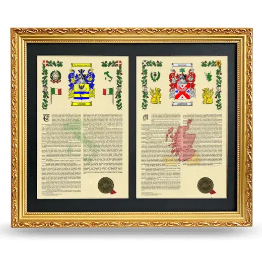 Double Armorial History Framed - Gold